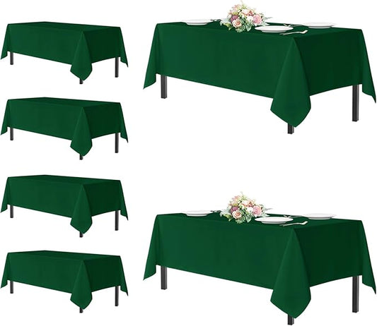sancua Tablecloths for 8 Foot Rectangle Tables, 6 Pack - Washable Polyester Fabric Table Cloth for Chirstmas Party, Birthday, Banquet Reception, 60x120 Inch Hunter Green