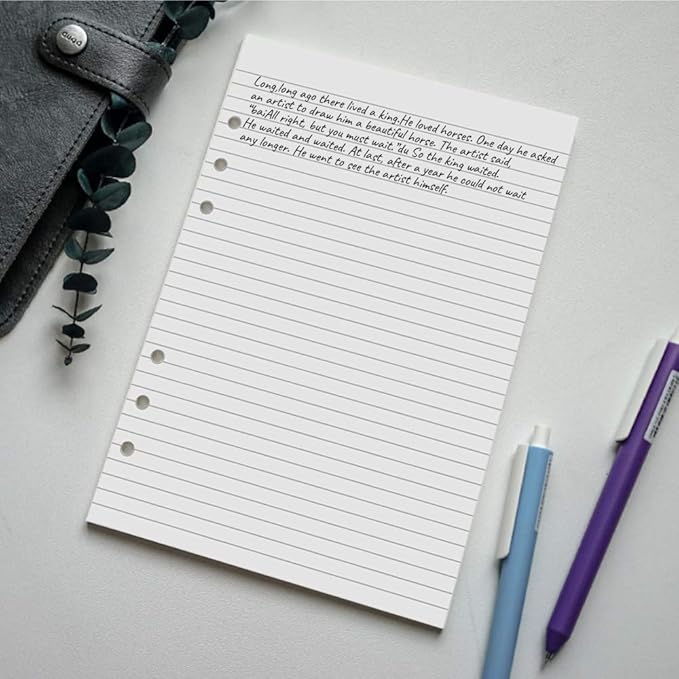 A5 Lined Paper, Refills for Filofax Planner, Organizer, Binders, 6 Hole Punched, 100 Sheets/200 Pages, 100gsm, White, 5.8 x 8.2 Inch
