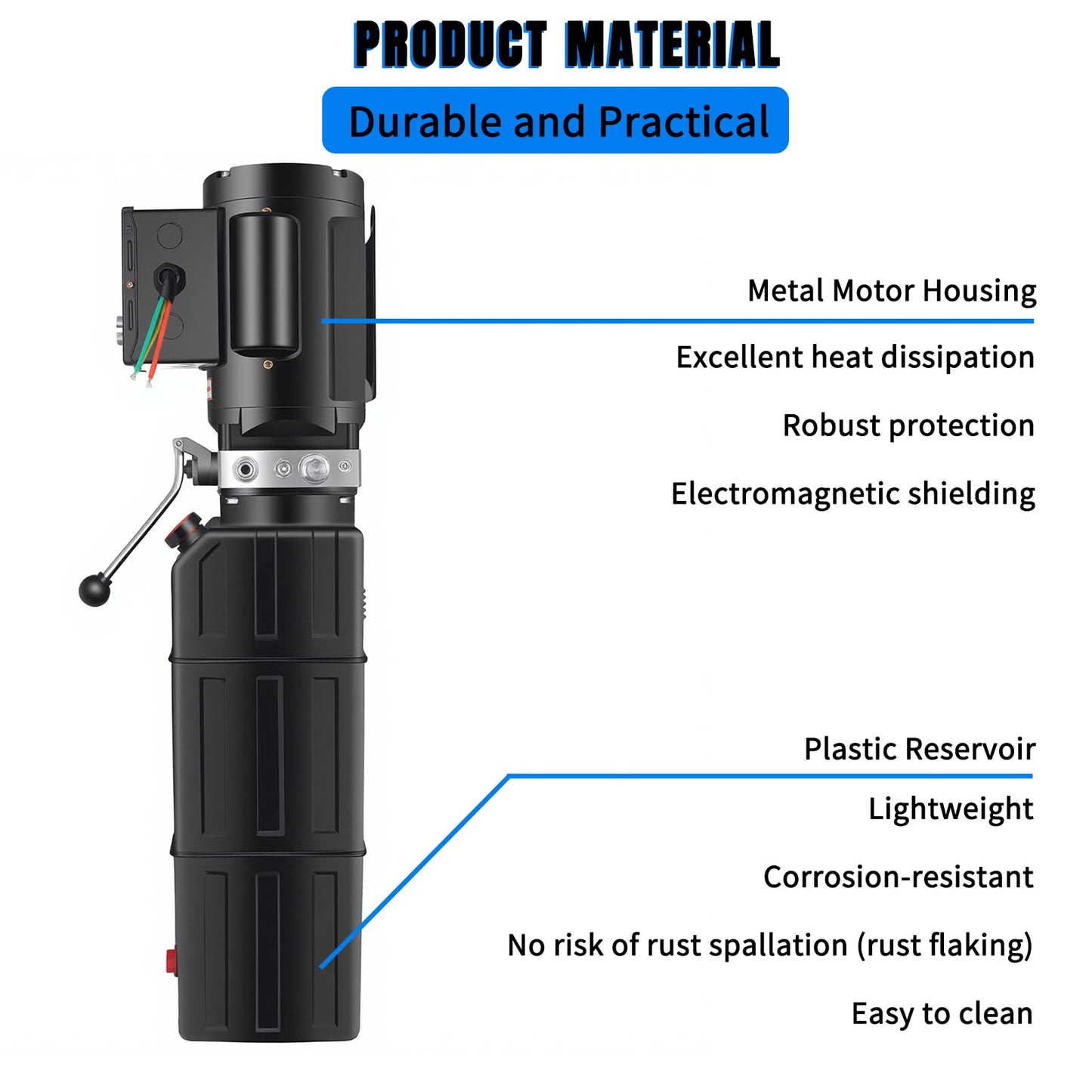 Vexillium Hydraulic Power Unit for Car Lift, 220V Automotive Lift Hydraulic Pump,15 Quarts Plastic Reservoir Car Lift Pump,Single-Acting Pump for Single-Post, Double-Post and Four-Post Lifts