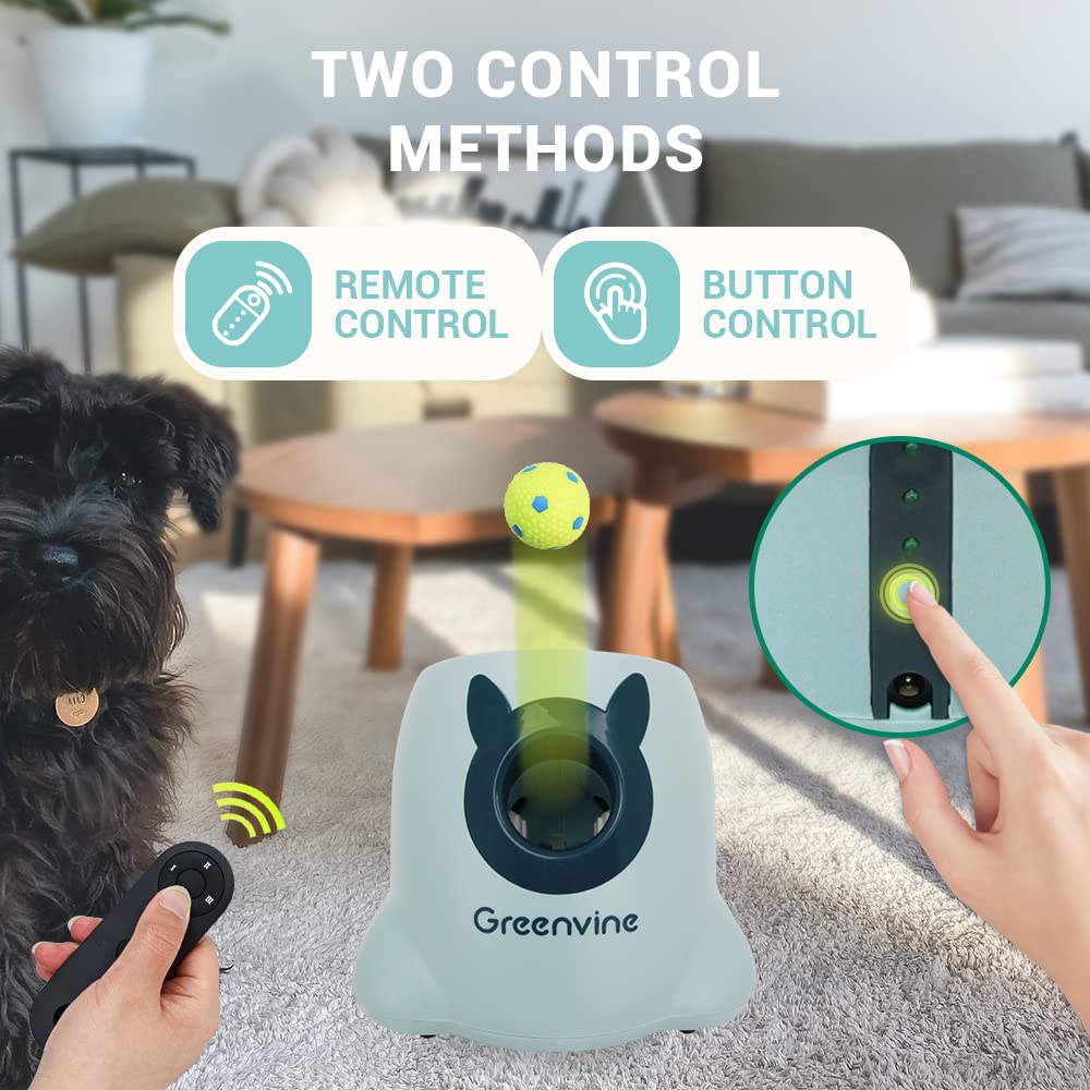 Greenvine Automatic Dog Ball Launcher Interactive Ball Thrower Fetch it Machine for Dogs with 6 Durable High Elasticity Latex Balls Included