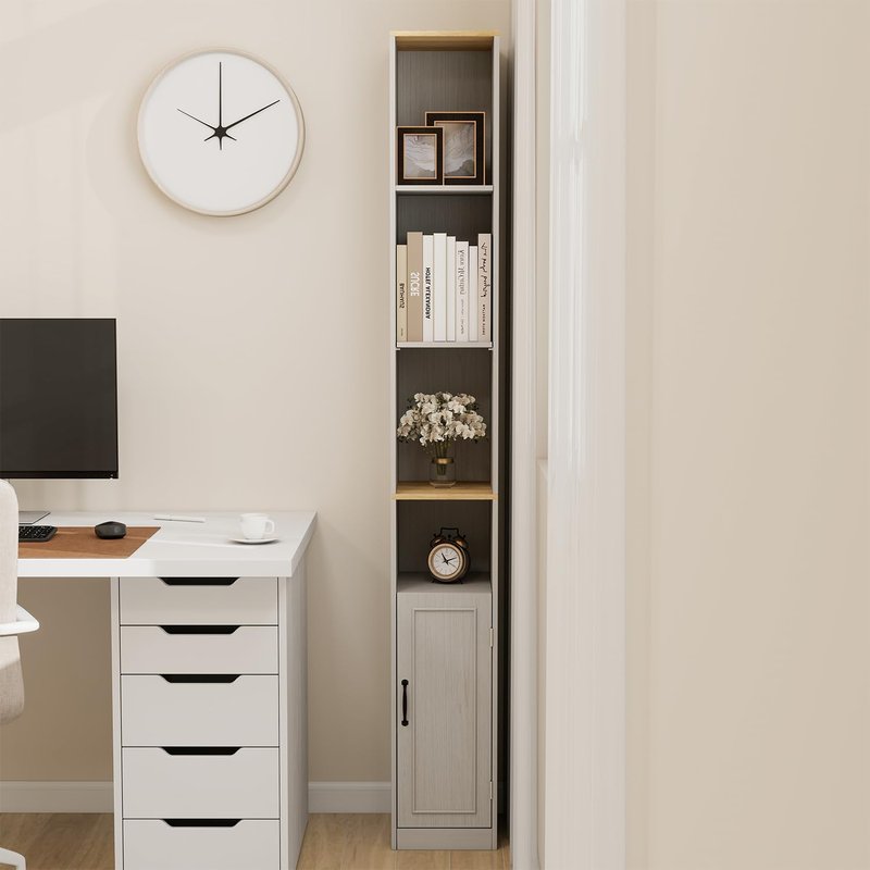 WSLUKVII Slim Storage Cabinet for Small Space, 72" Tall Narrow Bathroom Cabinet with 6 Adjustable Shelves & Anti-Tip Design, Freestanding Organizer for Bathroom, Kitchen, Hallway, White