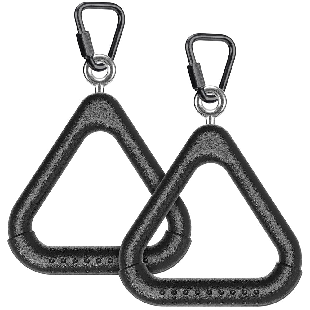 Dolibest 2PCS Monkey Bars, Triangle Trapeze Swing Bar with 2PCS Triangle Carabiners, Outdoor Play Equipment, Swing Set Accessories Monkey Rings, Obstacle Ring Toys Set for Kids, Black