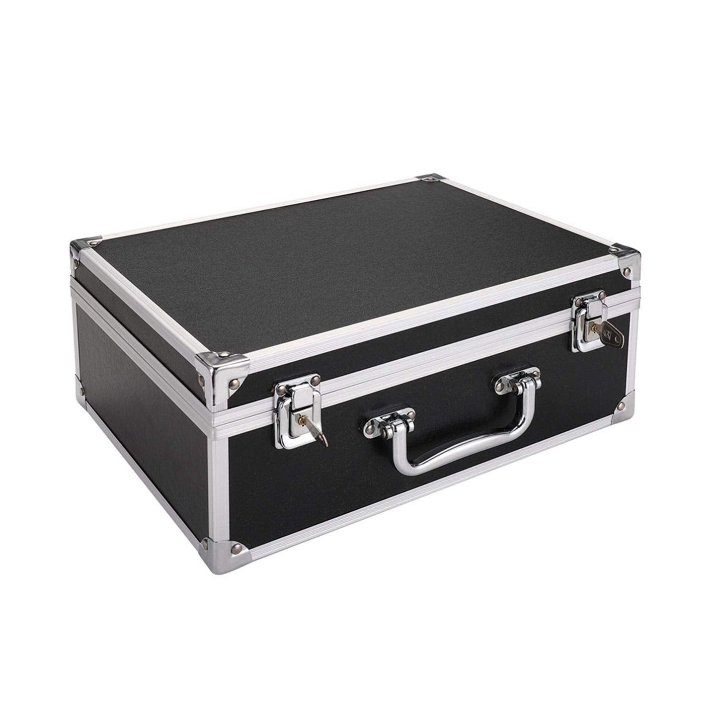 Tattoo Kit Box Case,Tattoo Case Organizer 12.6" x 9.5" x 5.1" W/Lock Machine Carrying Box,Aluminum Alloy with Sponge for Machine
