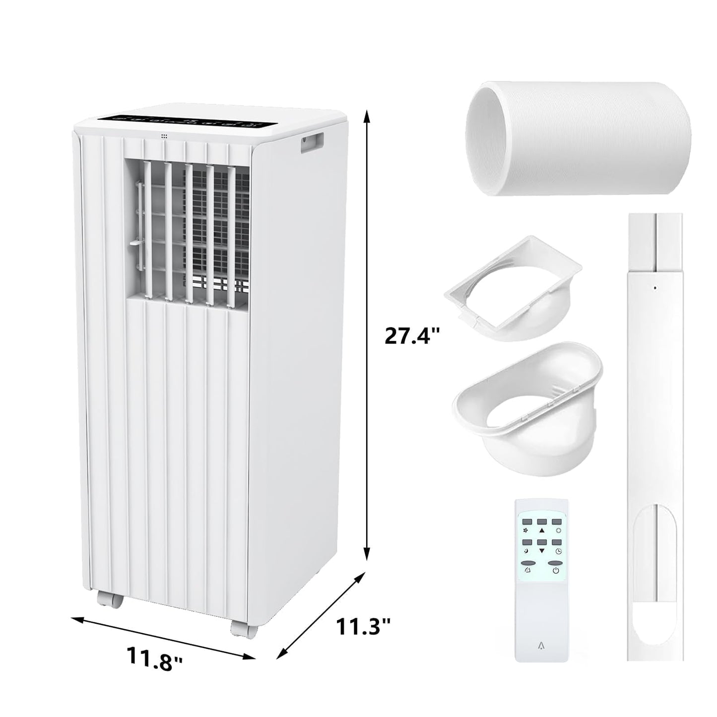 Portable Air Conditioner with 8,000 BTU Cooling Power – 3 Modes (Cool, Dehumidify, Fan) for Rooms Up to 350 Sq.Ft, Includes Remote, 24H Timer & Easy-Install Window Kit