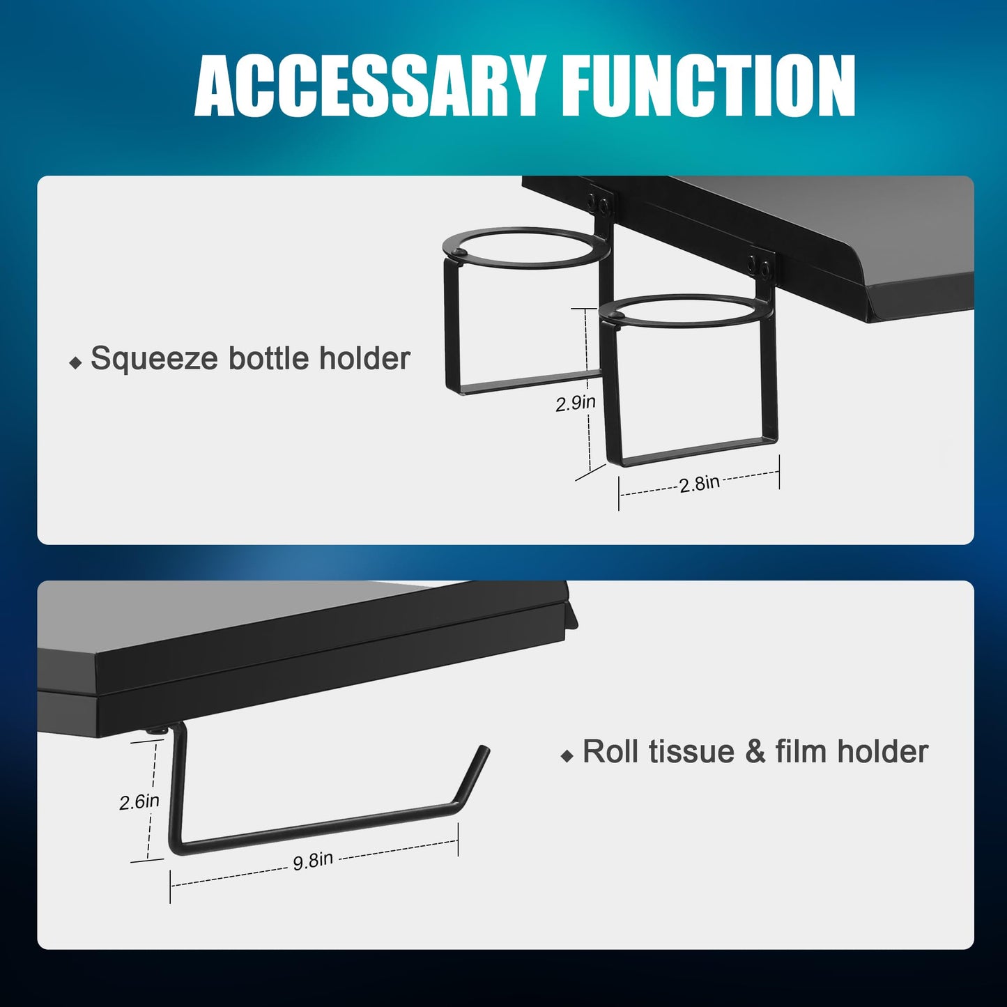 POARMEEY Premium Tattoo Salon Tray Adjustable Double Tier Tattoo Workstation with Wheels for Studio