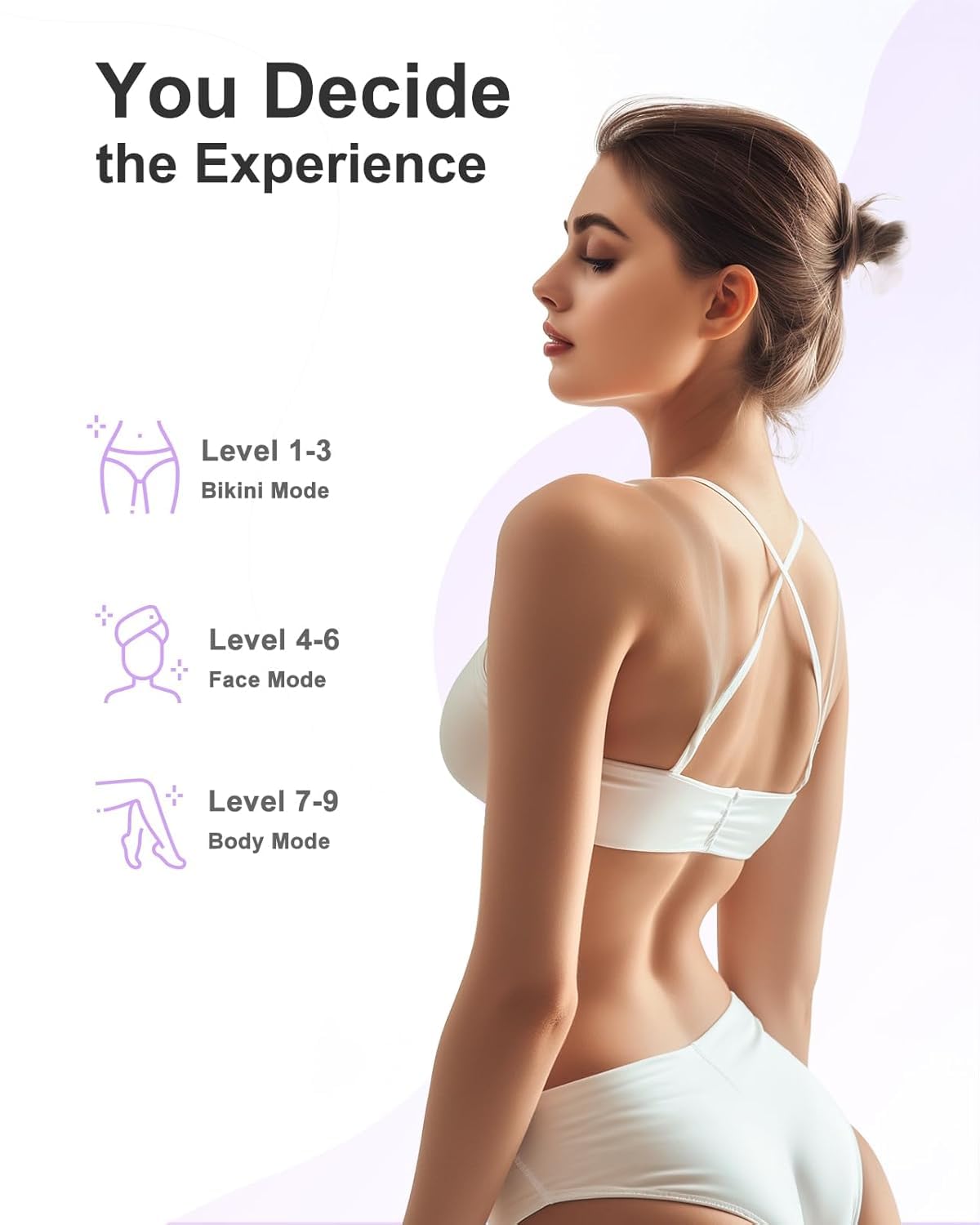 LYSMOSKI IPL Laser Hair Removal Device with Sapphire Ice-Cooling Technology for Women & Men, Painless & Long-Lasting Hair Remover for Full Body Use at Home, Safe on Face, Bikini Line, Armpits, Purple