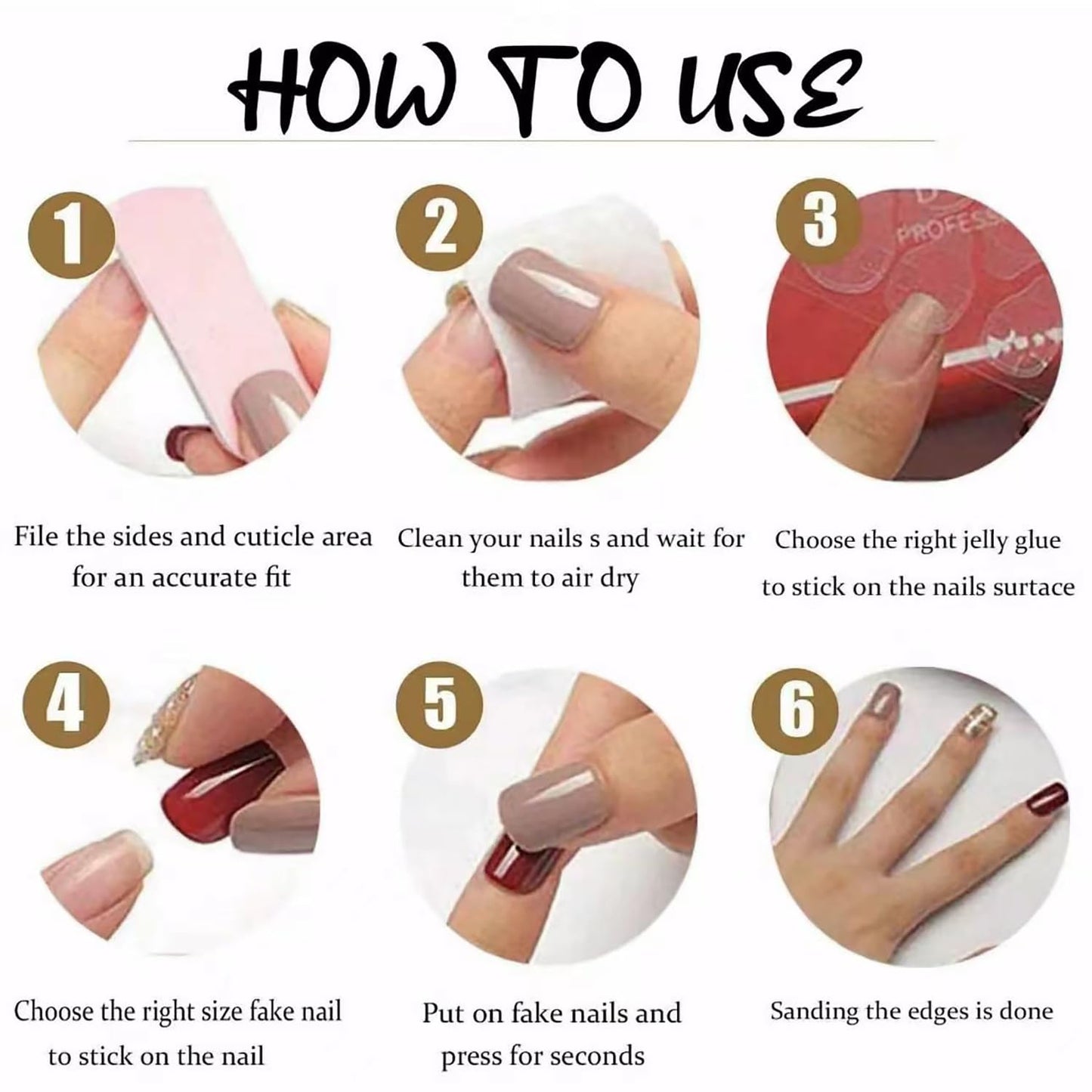 Fall Press on Nails Short Brown Fake Nails Glossy Full Cover Square False Nails with Glitter Design Stick on Nails for Autumn Press ones Reusable False Nails for Women Girls DIY Manicure 24Pcs
