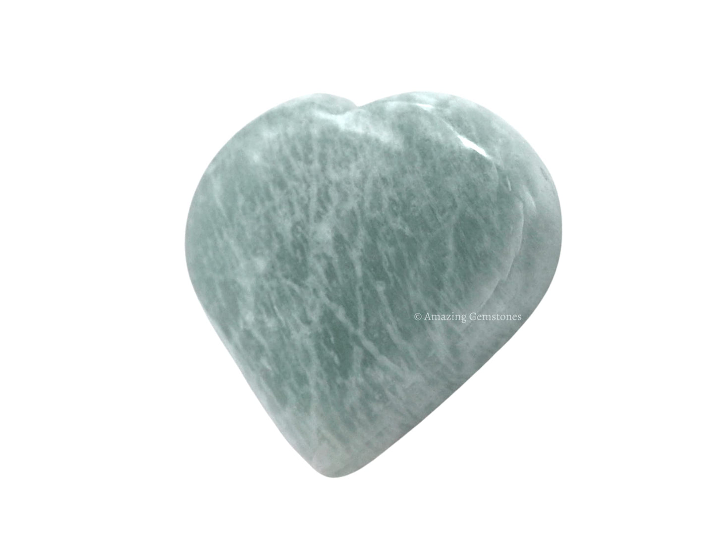 Amazing Gemstone Amazonite Crystal Heart Palm Stone - Pocket Massage Worry Stone for Natural Body Chakra Balancing, Reiki Healing and Crystal Grid