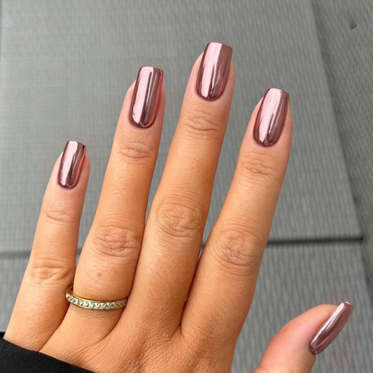 CTTHNBD Press on Nails Medium - Square Fake Nails with Solid Color Design - Glossy Full Cover Stick on False Nails - for Women 24 Pcs