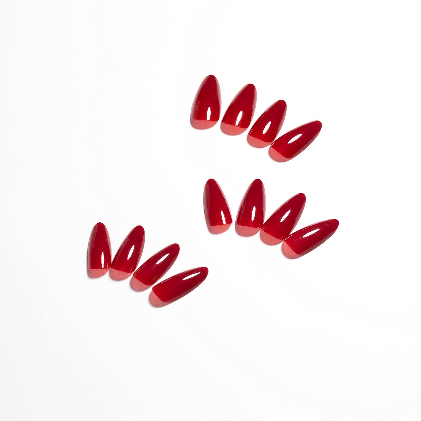 KQueenest Red Press on Nails Medium Almond Stiletto, Acrylic Fake Nails Set, Acrylic Nails Press ons Almond, Reusable Soft Gel Glue on Nails for Women Valentine‘s Day with Protective UV Coating 24 Pcs