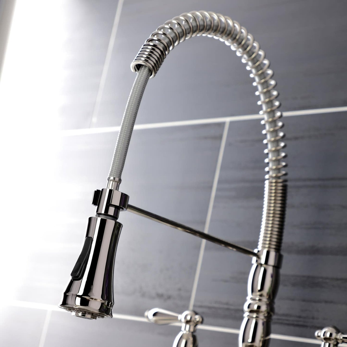 Gourmetier GS1271AL Heritage Two-Handle Deck-Mount Pull-Down Sprayer Kitchen Faucet, Polished Chrome