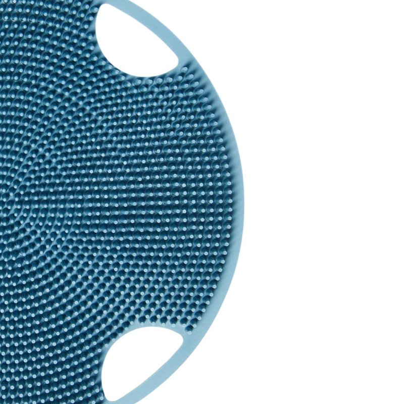 Boie USA Flat Body Scrubber - Soft Silicone-Like Exfoliating Shower Scrubber & Body Cleansing Brush - Stick-to-Wall Loofah Replacement - Antimicrobial Exfoliator for All Skin Types (Blue)