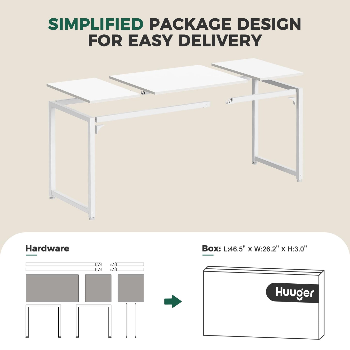 Huuger Computer Desk, 80 Inch Office Desk, Gaming Desk with Storage, Writing Desk Work Desk for Home Office, Study, Long Simple Desk, Large Legroom, Metal Frame, White