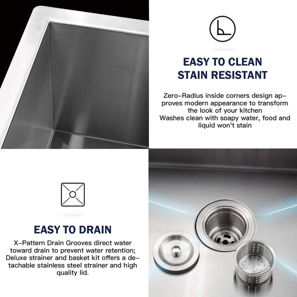 TORVA 14 x 18 Inch Undermount Kitchen Sink, Premium 304 Stainless Steel Bar Sink - 9 Inches Deep Basin Single Bowl Sink