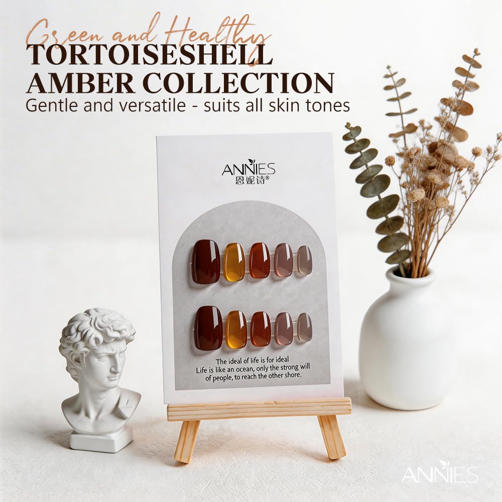 2Pcs Tortoiseshell Amber Gel Nail Polish Set - Brown Caramel Soak Off UV Gel Polish, Long Lasting, Trendy Fall Winter Nail Art Kit (Amber Brown 04)