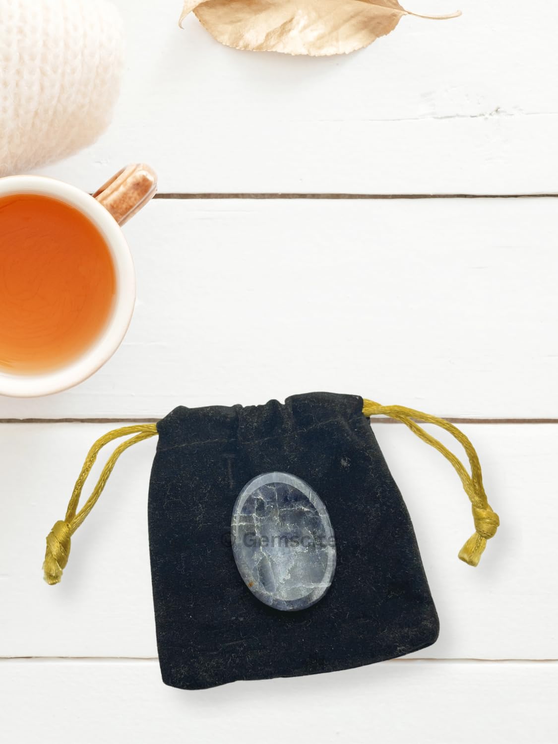 GEMSCITE Iolite Thumb Worry Stones Metaphysical Gemstone Crystal Healing Reiki Men Women Gift FENG Shui Positive Energy Love Wellness Palm Stones Wicca Powerful