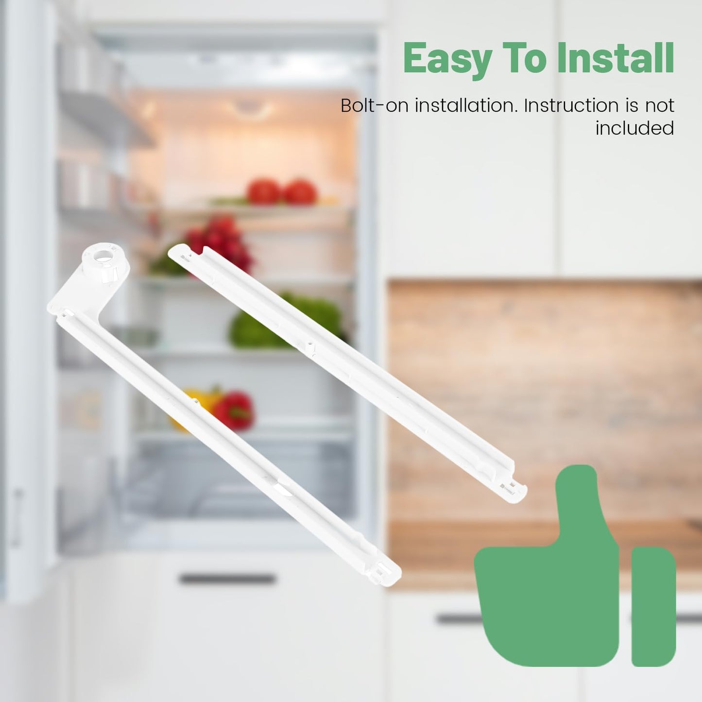 HECASA 240349701 240356501 Refrigerator Slide Rail Compatible with Frigidaire Kenmore Refrigerator Side-By-Side Refrigerator Slide Rail White Meat Pan Hanger