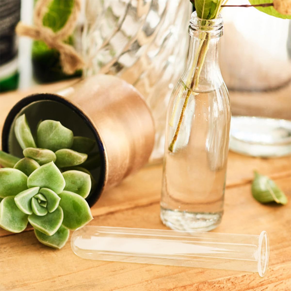 CORHAD 4pcs Glass Hydroponic Test Tube Vases 2.5x3x18cm Terrarium Supplies Desktop Propagation Station Plant Holders Glass Containers for Home Garden Office Decor