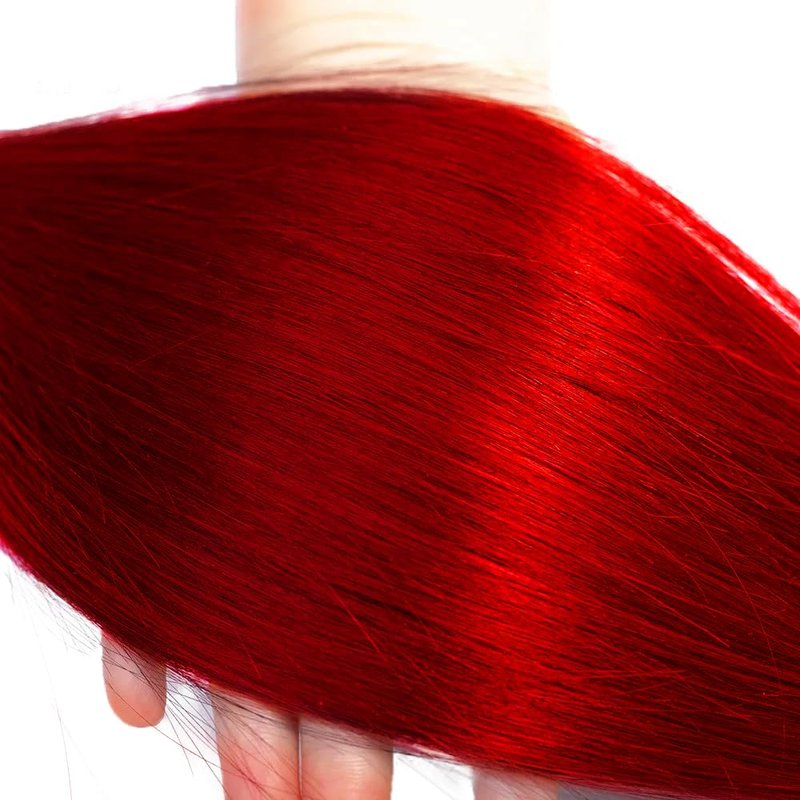 Red Bundles Straight Bundles Human Hair 16 18 20 Inch Unprocessed Brazilian Virgin Hair Weave 3 Bundle Red Human Hair Extensions 50 Grams Per Bundle