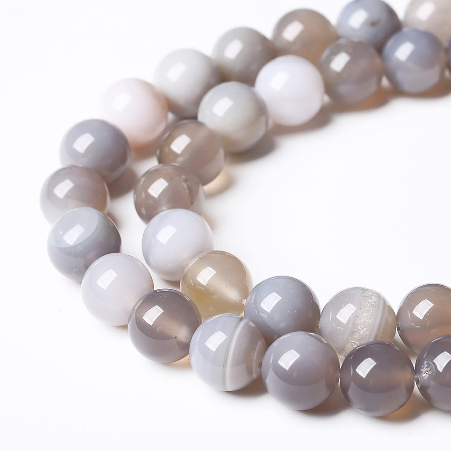 36pcs 10mm Natural Gray Striped Agate Beads for Jewelry Making Round Loose Beads DIY Bracelets Necklaces Energy Healing Stone Beads 15" (10mm, Gray Striped Agate)