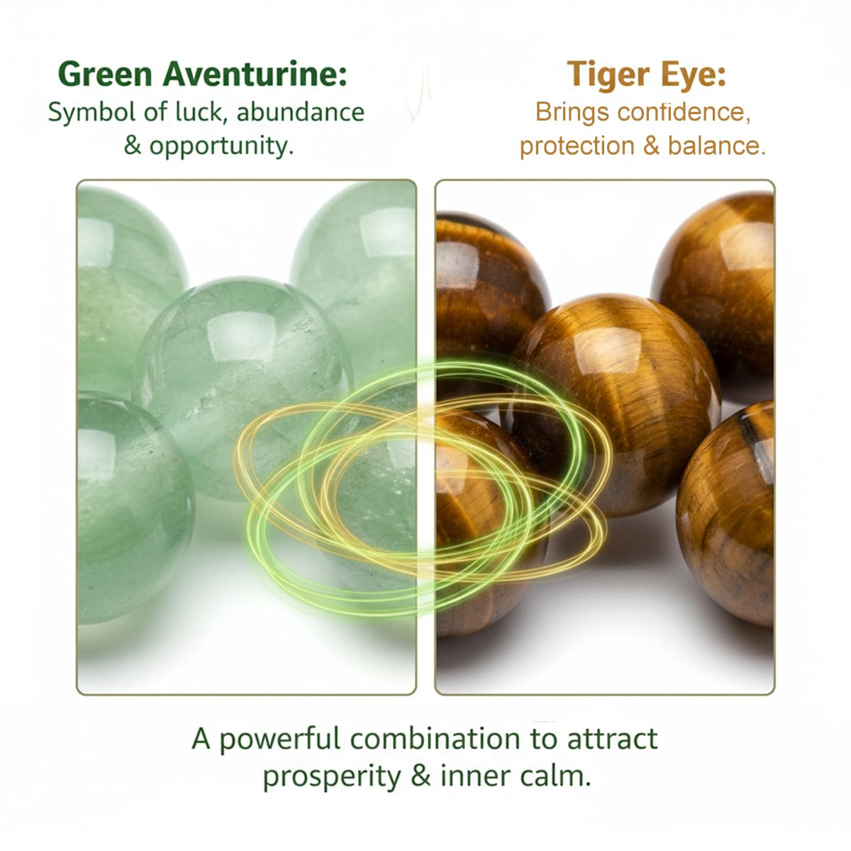 Money Bracelets for Women, Green Aventurine and Tiger Eye Crystal Bracelet, 8MM Beaded Jewelry for Wealth, Protection, and Good Luck, Healing Energy Bracelet, Calming Gift for Mom or Friend (1PCS)