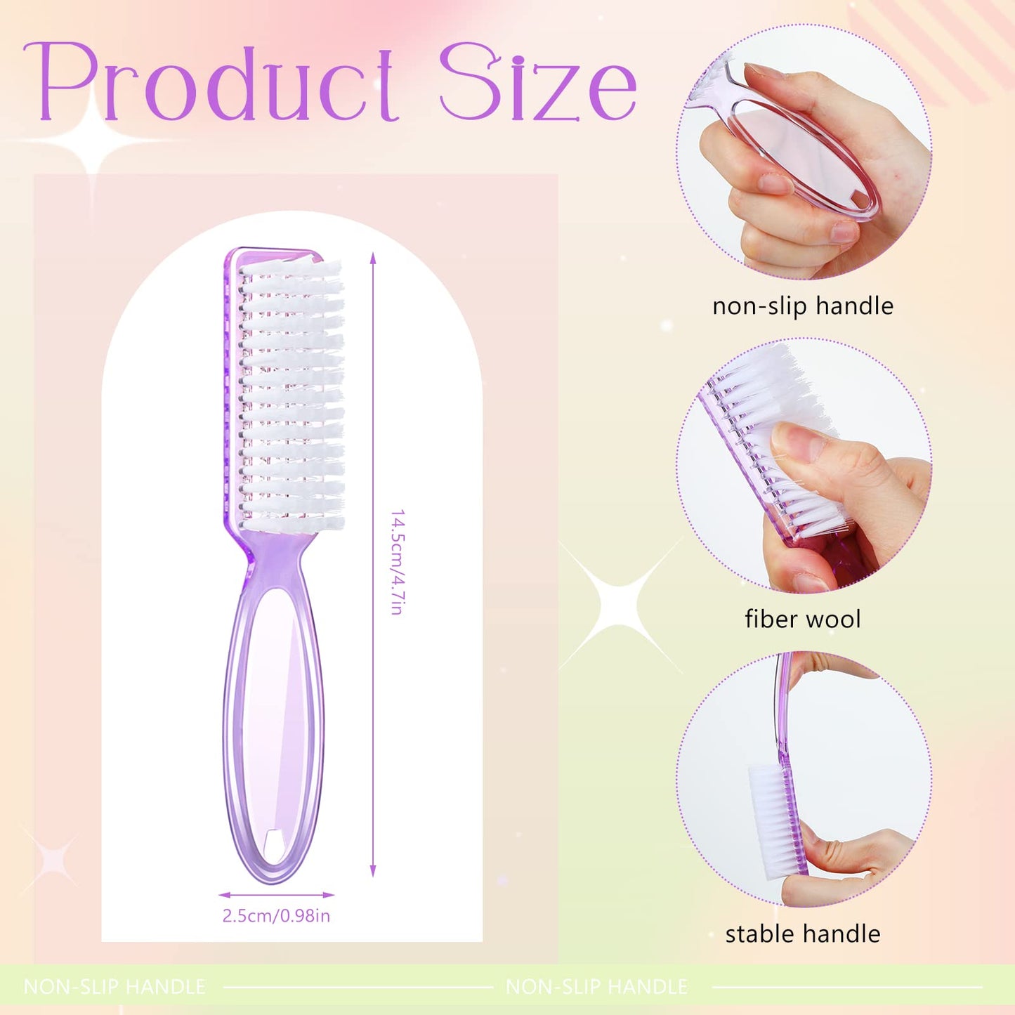 Patelai 30 Pcs Nail Scrubber Brushes Bulk Handle Grip Manicure Brushes for Cleaning Fingernails Pedicure Cleaning Brush for Toes and Fingernail Cleaning(Clear Colors)