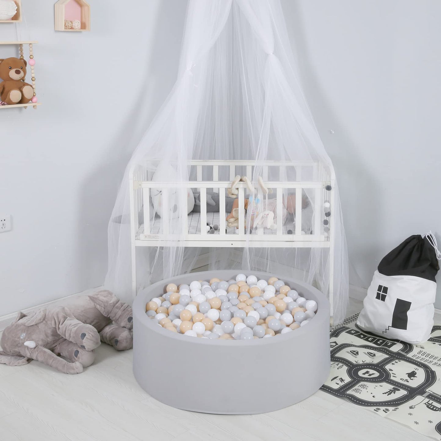 GOGOSO Ball Pit Balls for Toddlers Kids Plastic Balls for Ball-Pit Playpen Pool Baby Play Pastel BPA-Free Non Toxic Play Pastel Crush Proof Bal Beige Light Gray White 200pcs