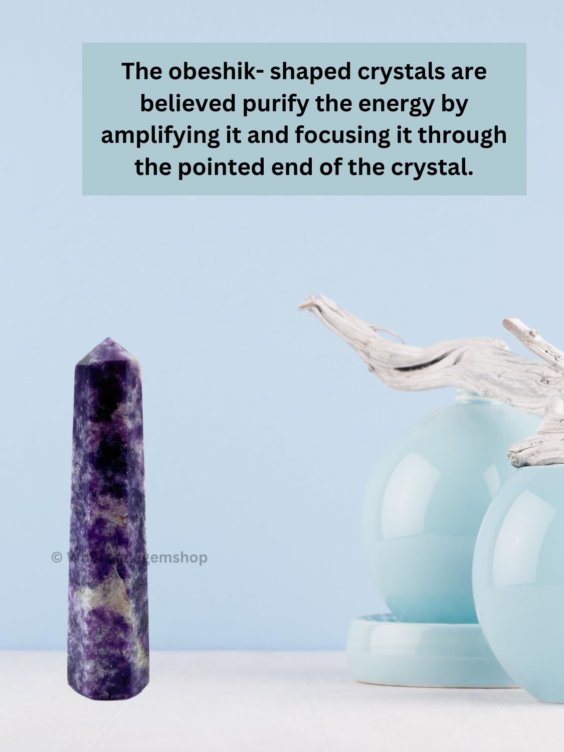 WholesaleGemShop 3 Inch (70 mm) Lepidolite Gemstones Obelisk Tower Jumbo Facet Aura Rock Crystal Natural Polished Earth Wand Spirit