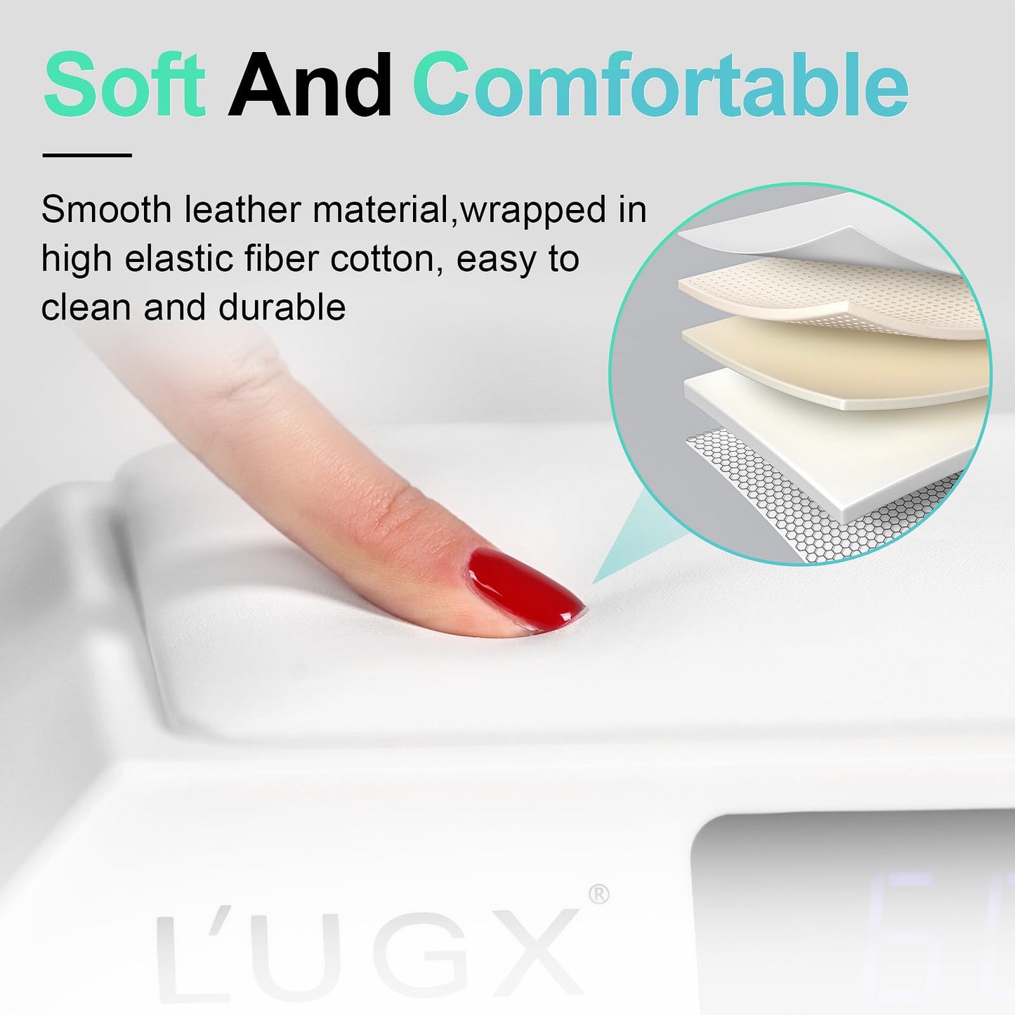 L'UGX Professional Nail Curing Lamp for Gel Polish Dryer 72W LED UV Nail Lights with Arm Rest Pillow & Retractable Tray,Perfect for Manicure & Pedicure at Salon & Home - Plug-in Nail Lamp
