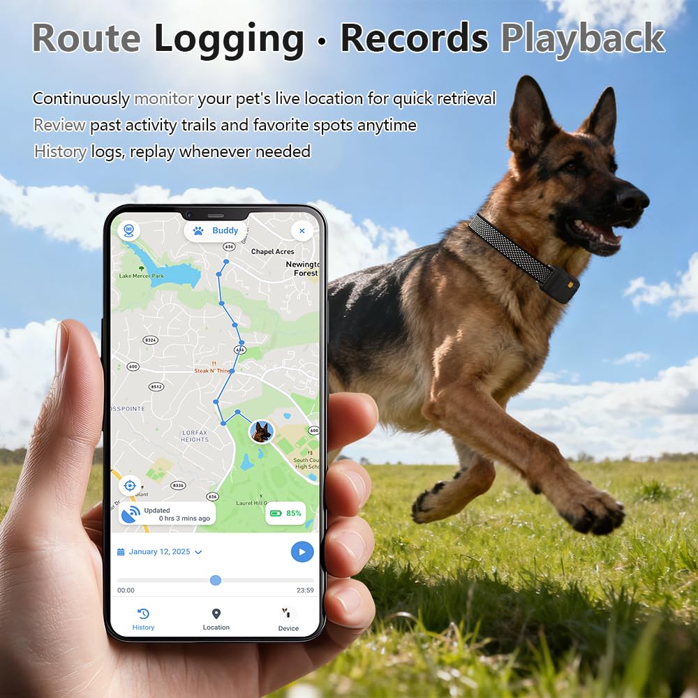Tilatumo GPS Dog Collar Fence System: Real-Time GPS Tracking, Health Monitoring, Virtual Fence, IPx7 Waterproof Design for Dogs and Multi-Pets [1-Year Free Subscription, $10/Year for Future]