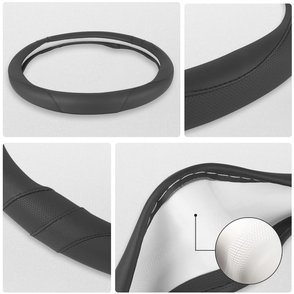 West Llama Customized Auto Car Steering Wheel Cover for Chevy 14.5-15 inches, Steering Wheel Cover for Chevrolet (Black+Red - Standard Size)
