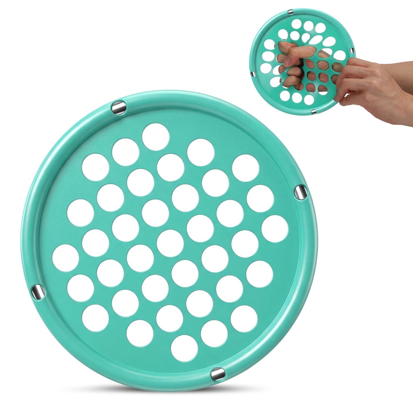 Finger Exerciser, Hand Exercise Webs for Physical Therapy, Hand Grip Strengthener, Grip Strength Trainer, Portable Size, Latex Free, 7" Diameter (Green-Heavy)"