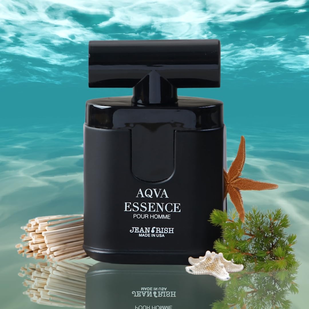 Jean Rish Aqva Essence Eau De Toilette - Perfume for Men (3.4 Fl Oz / 100ml) with Bergamot, Rosemary & Patchouli Notes - Long Lasting and Luxury Fragrance, Made in USA