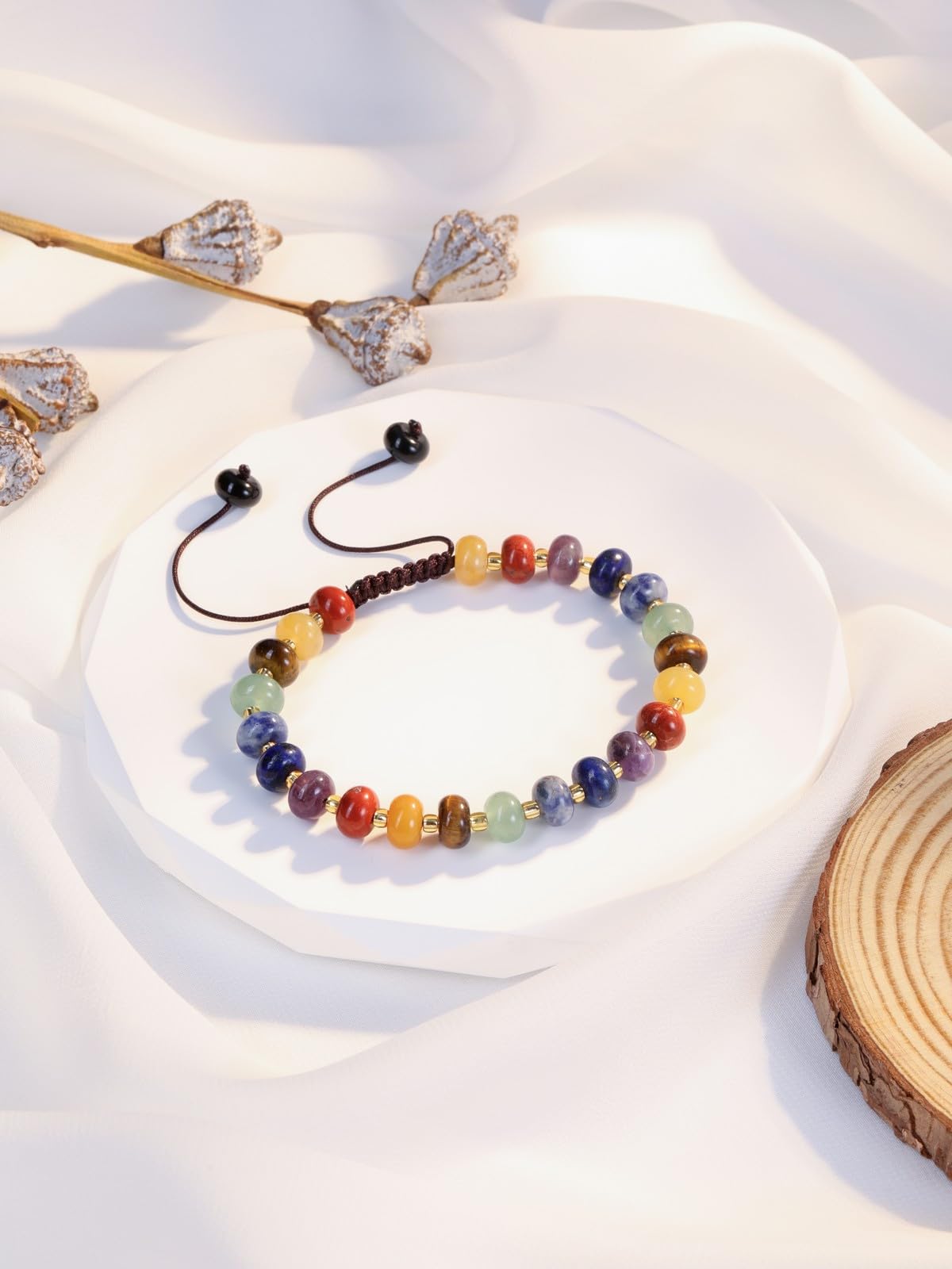 PESOENTH Healing Crystal Chakra Bracelet,Natural Stone colorful Beaded Spiritual Bracelets Gemstone Bracelet jewelry Gifts for Women Her Mom Daughter Birthday Valentines Anniversary