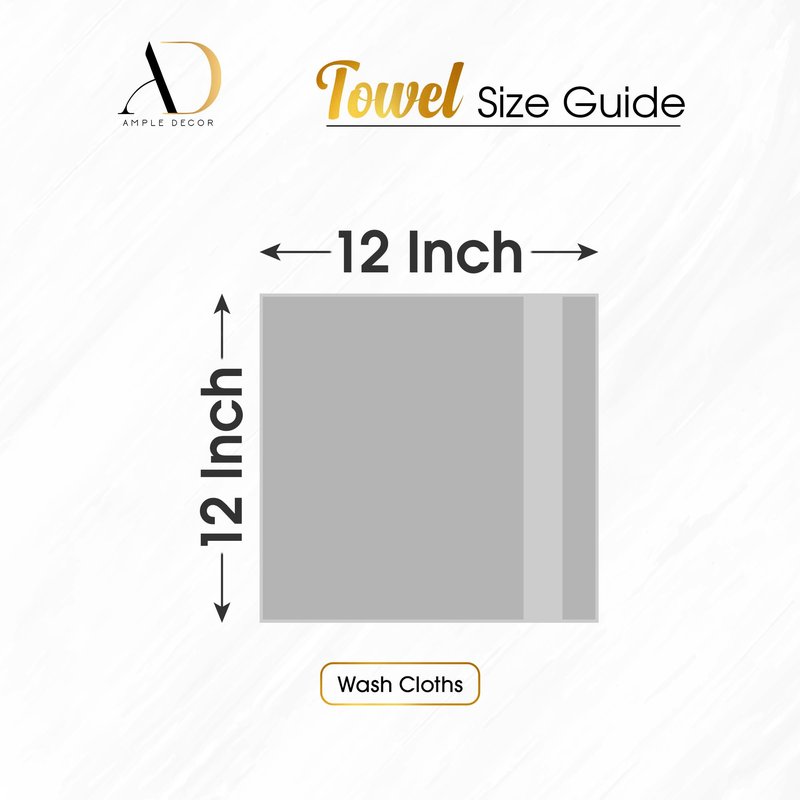 Ample Decor 100% Cotton Washcloths 12x12 Inches, 600 GSM, Soft & Absorbent, Durable, Set of 5, Orange