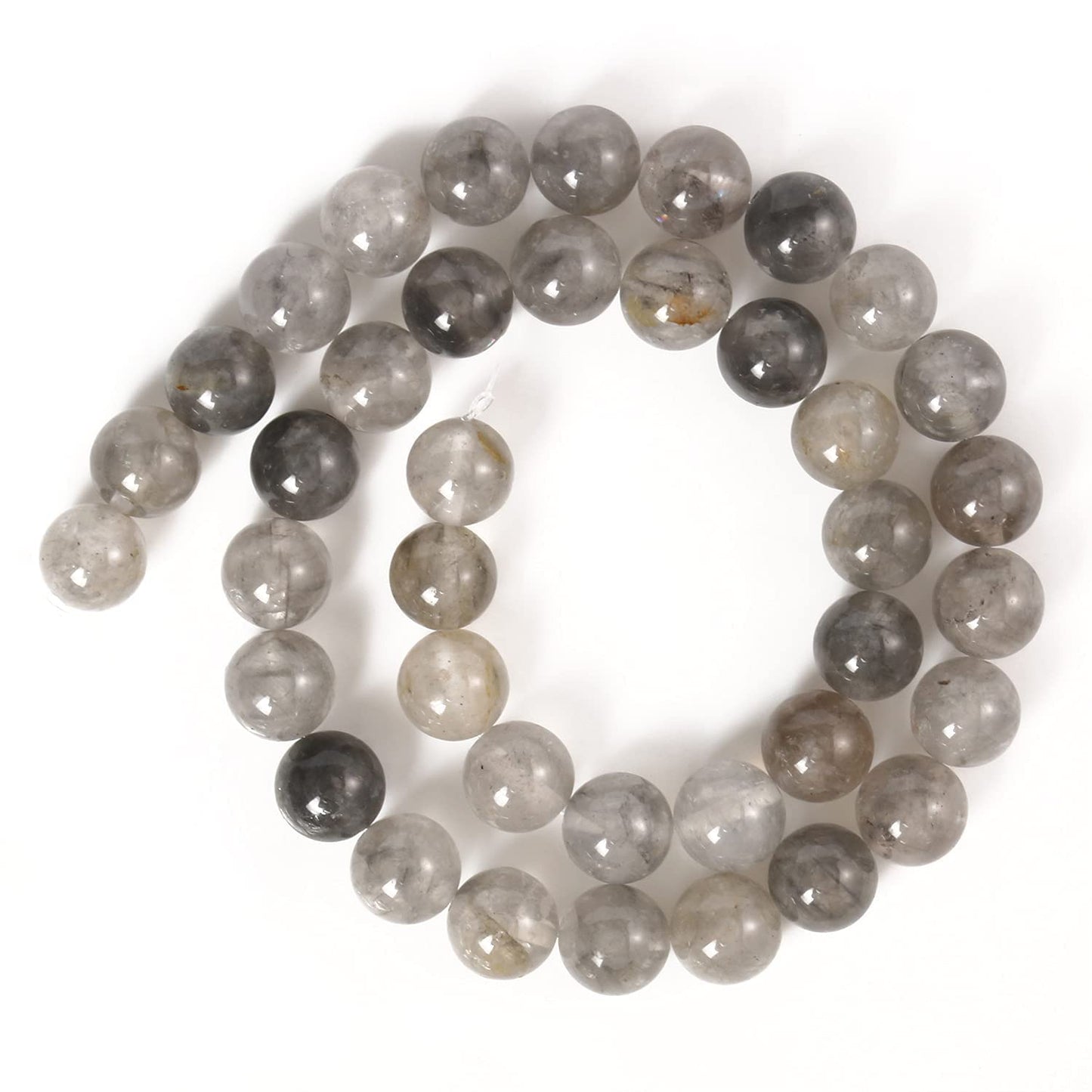 45pcs 8mm Natural Stone Beads Greystone Crystal Beads Energy Crystal Power Gemstone for Jewelry Making, DIY Bracelet Necklace