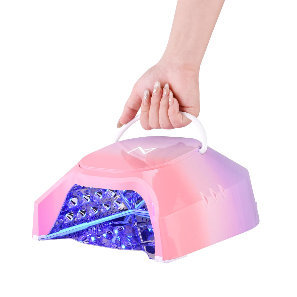 M - GlowPro Professional Hybrid 86W Wireless Rechargeable UV LED Nail Curing Lamp Cordless Nail Dryer for Gel Nails, Manicure, Pedicure (Ombre Purple)