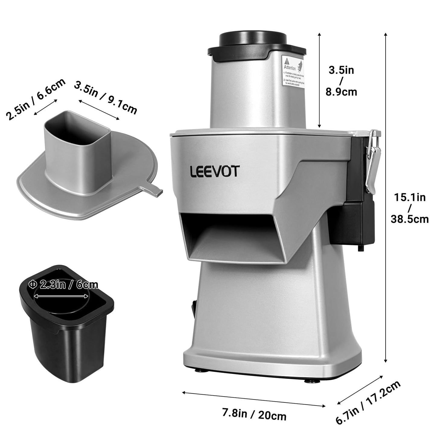LEEVOT Electric Vegetable Chopper, 200W Food Processor for Slicing Dicing Shredding, Professional Veggie Cutter for Home, Restaurant, Hotel School, Cafeteria, 120V 60Hz