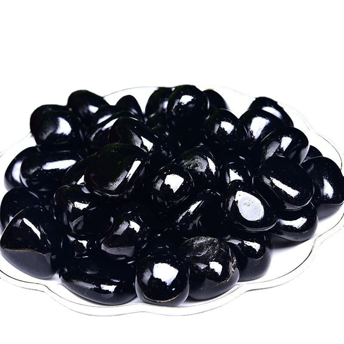 Black Obsidian Healing Crystal Stones, 1.25-2.0" Large Reiki Healing Gemstones Natural Tumbled Polished Stones for Energy Witchcraft Therapy Meditation