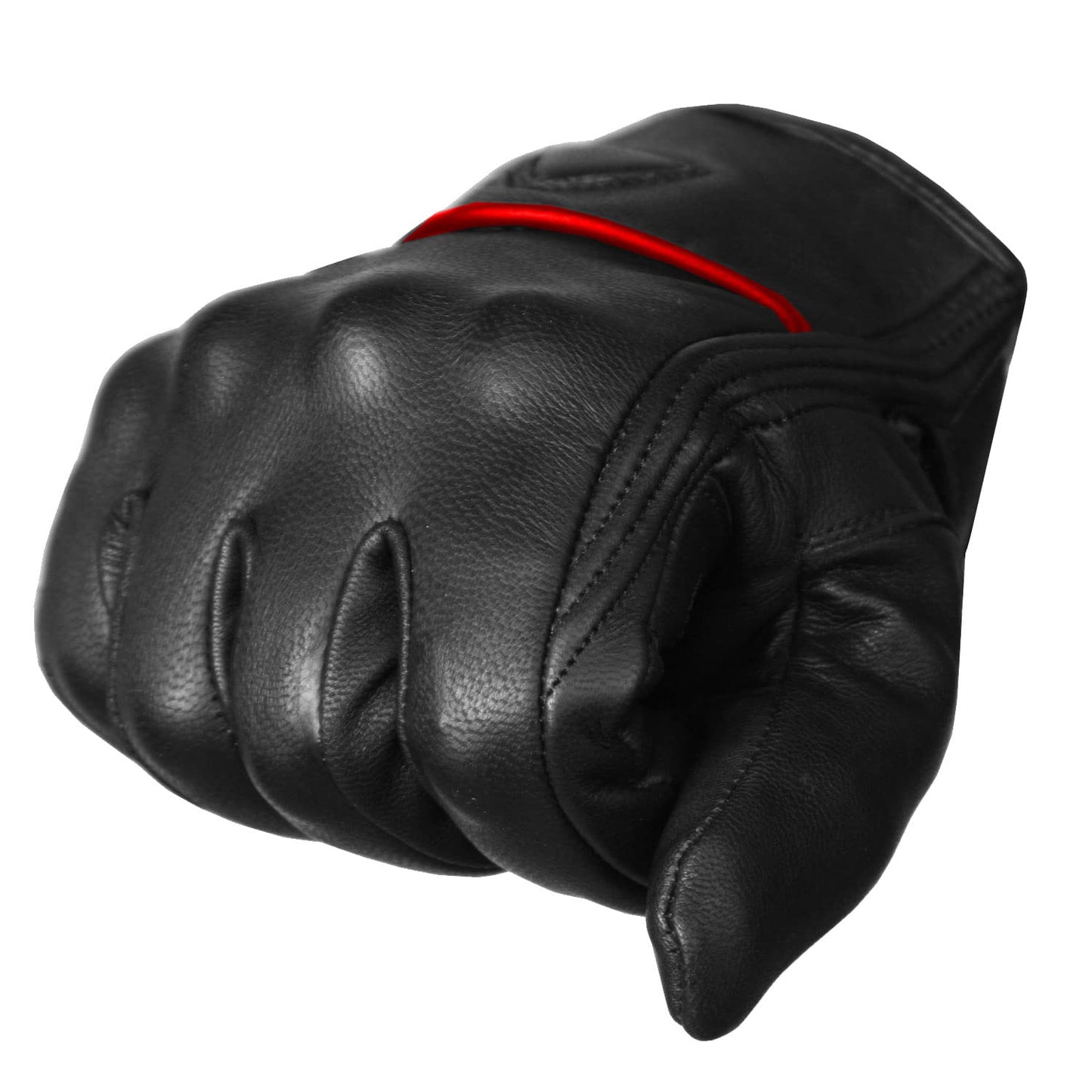Jackets 4 Bikes Motorcycle Gloves - Premium Leather for Men, Touchscreen, Non-Slip, Motorbike Cruiser Street Biker Protector BlackRed XXL