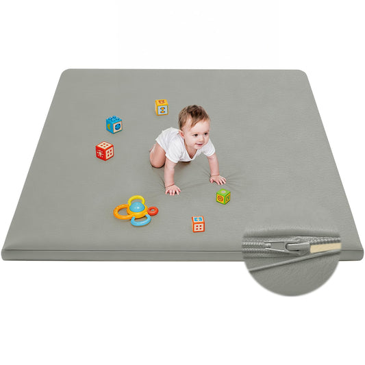 ILPEOD Waterproof Baby Play Mat for Floor Memory Foam 50 * 50 Cushion Playpen Playmat Tummy Time Crawling Mat Nursery Rug Thick Pad Create Soft & Safe Area for Infants,Toddler,Kids,Grey