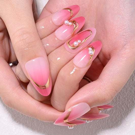 XZMeiLun 3D Pink Flower Black Polka Dot French Tips Press On Nails Short Almond, Acrylic Fake Nails. Salon-Quality Reusable Stick-Ons, Spring Summer Nails for Parties & Daily Wear | Women & Girls