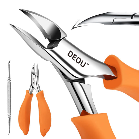 DEOU Podiatrist Toenail Clippers Ingrown Toenail Tools for Thick Nails and Inlaid Nails,Manicure and Pedicure Clippers,Heavy Duty Nail Clippers, Pedicure Tools (Orange+Nail Remover)