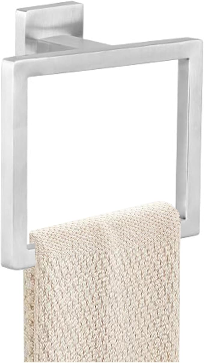 JOPOFI Towel Ring - Thicken SUS 304 Stainless Steel Towel Holder, Towel Racks for Bathroom, Square Modern Design Hand Towel Holder, Contemporary Hand Towel Bar - Brushed Nickel