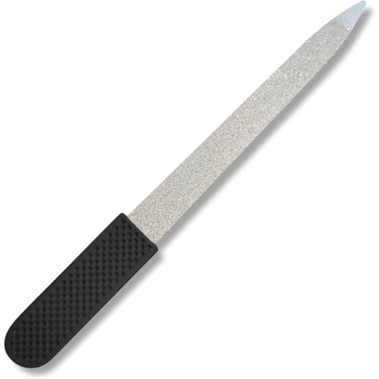 Professional Sapphire Black Nail File – Fine & Coarse, 5" Stainless Steel, Double-Sided Metal File, Ergonomic Non-Slip Handle, for Natural, Gel, Acrylic Nails, Manicure & Pedicure Tool