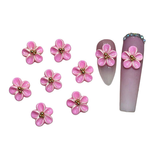 Set 10Pcs Gel 3D Flowers Nails Charms Handmade by Gel, Design For Medium & Long Nail 3D Flower For Nail Art Floral Salon Decor For Women Girls (Pink/Yellow Apricot-Medium 10PCs)