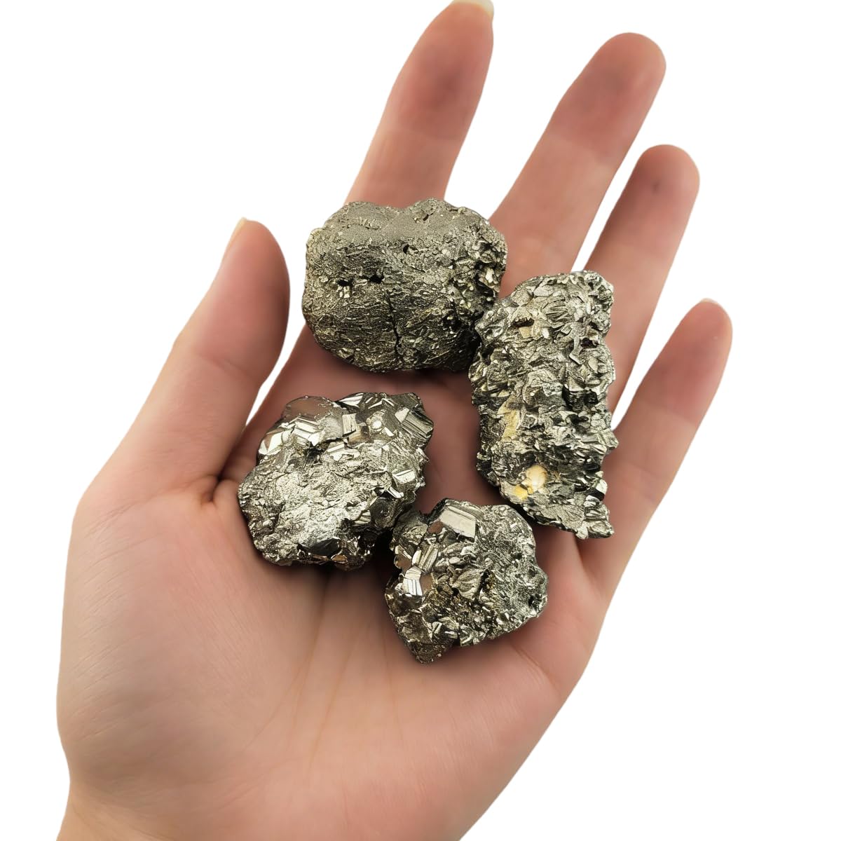 3-5Pcs Pyrite Natural Raw Crystals 1''-1.5'' Rough Stones Rocks for Tumbling Polishing Cabbing Gemstones Crystals and Healing Stones for Wicca Reiki,Fountian Rocks for Decorations (Pyrite)