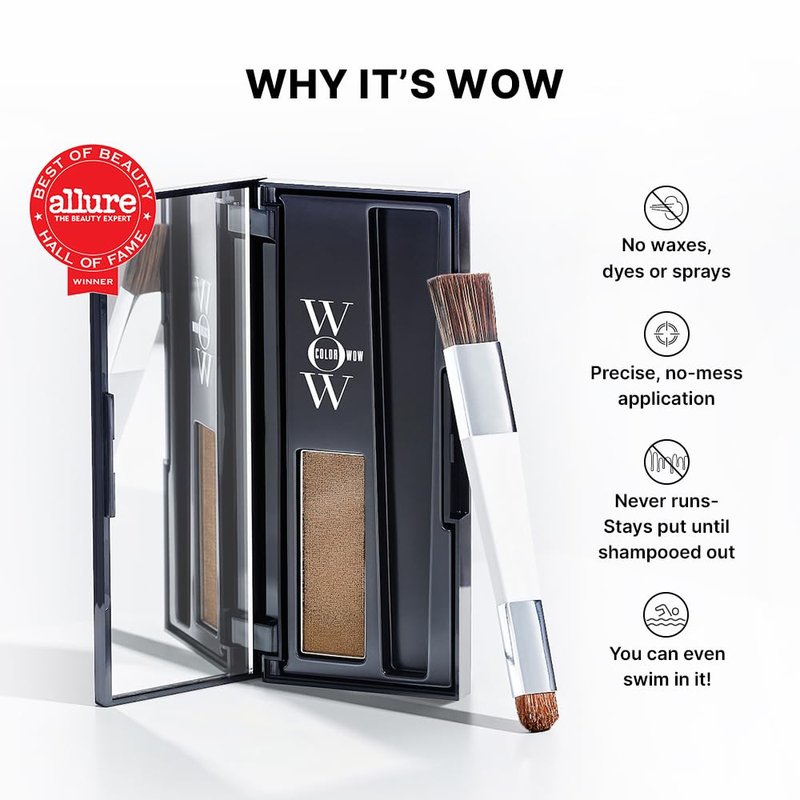 COLOR WOW Root Cover Up, Dark Blonde – Instant Grey Coverage and Highlight Touch-Up, Water and Sweat Resistant, No mess Award-Winning Formula