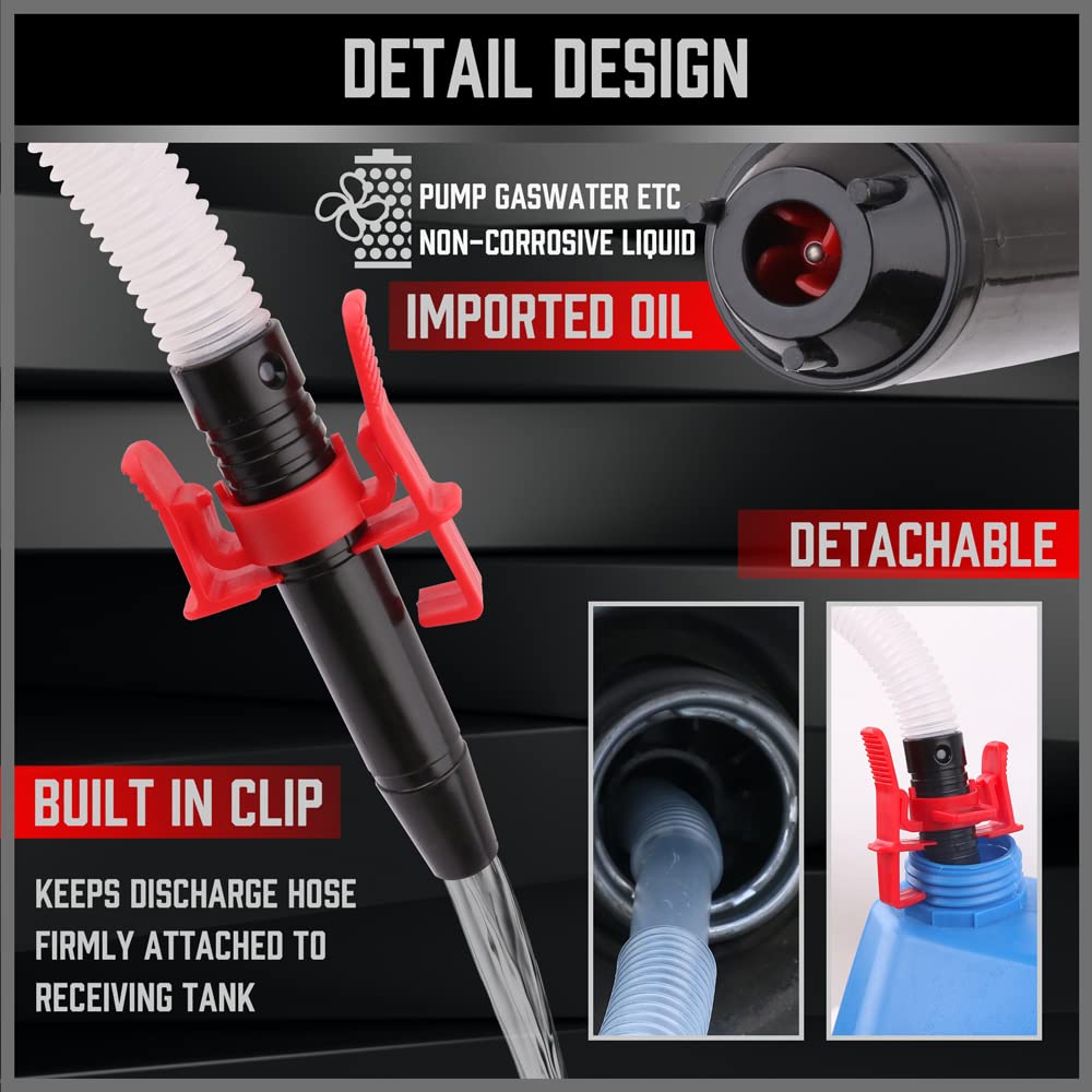SEDY Electric Hand Pump, Portable Battery Powered Transfer Pump, Multi-Use Siphon Liquid Extractor for Gasoline, Diesel, Fuel, and Water Transfer