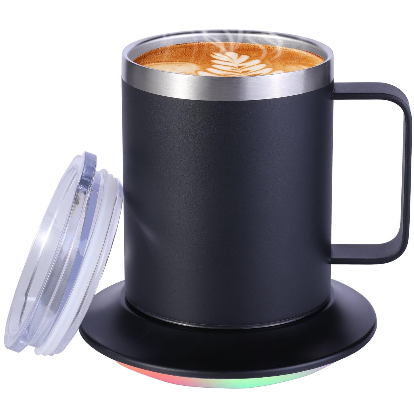 Self-Heating Coffee Mug - 12oz USB Electric Heated Mug with Temperature Control & 10H Auto Shut Off, Smart Warming Travel Mug for Hot Tea/Coffee, for Office/Home (Black)